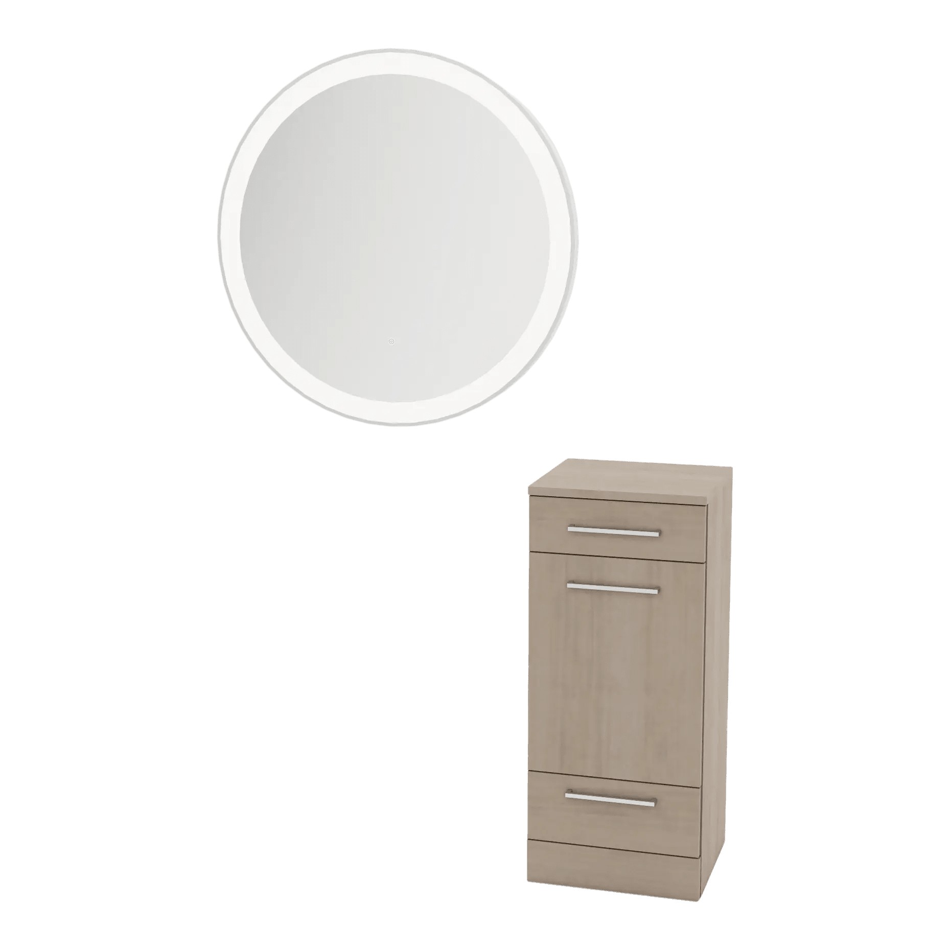 Rococo Mobile Styling Station with Tilt-out Appliance Holder and Silver Round Glo Mirror - Kaemark