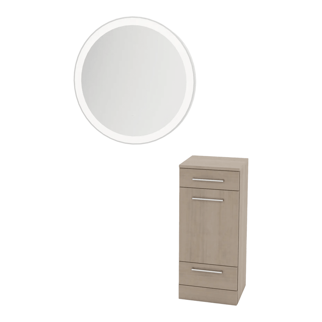 Rococo Mobile Styling Station with Tilt-out Appliance Holder and Silver Round Glo Mirror - Kaemark