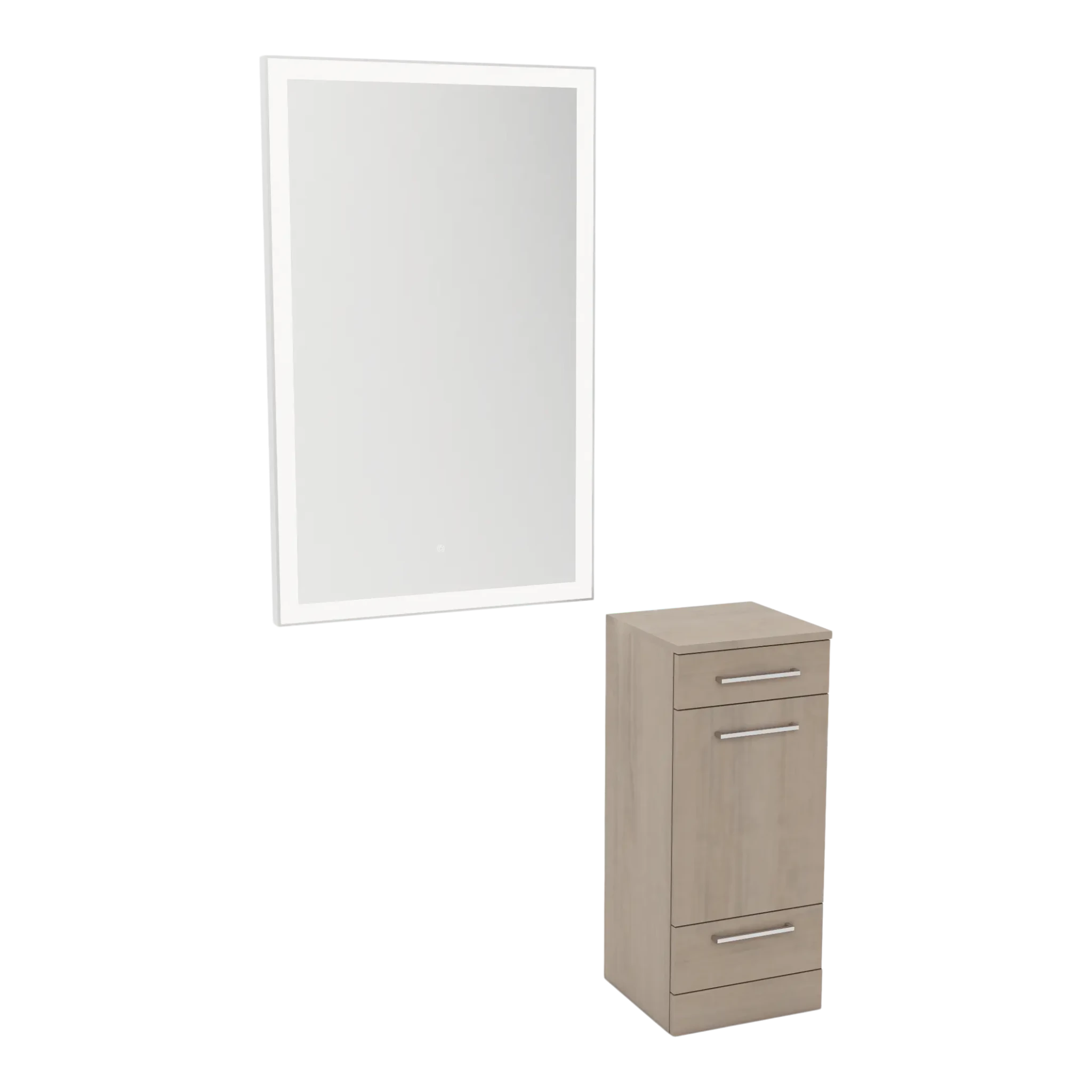 Rococo Mobile Styling Station with Tilt-out Appliance Holder and Silver Rectangle Glo Mirror - Kaemark