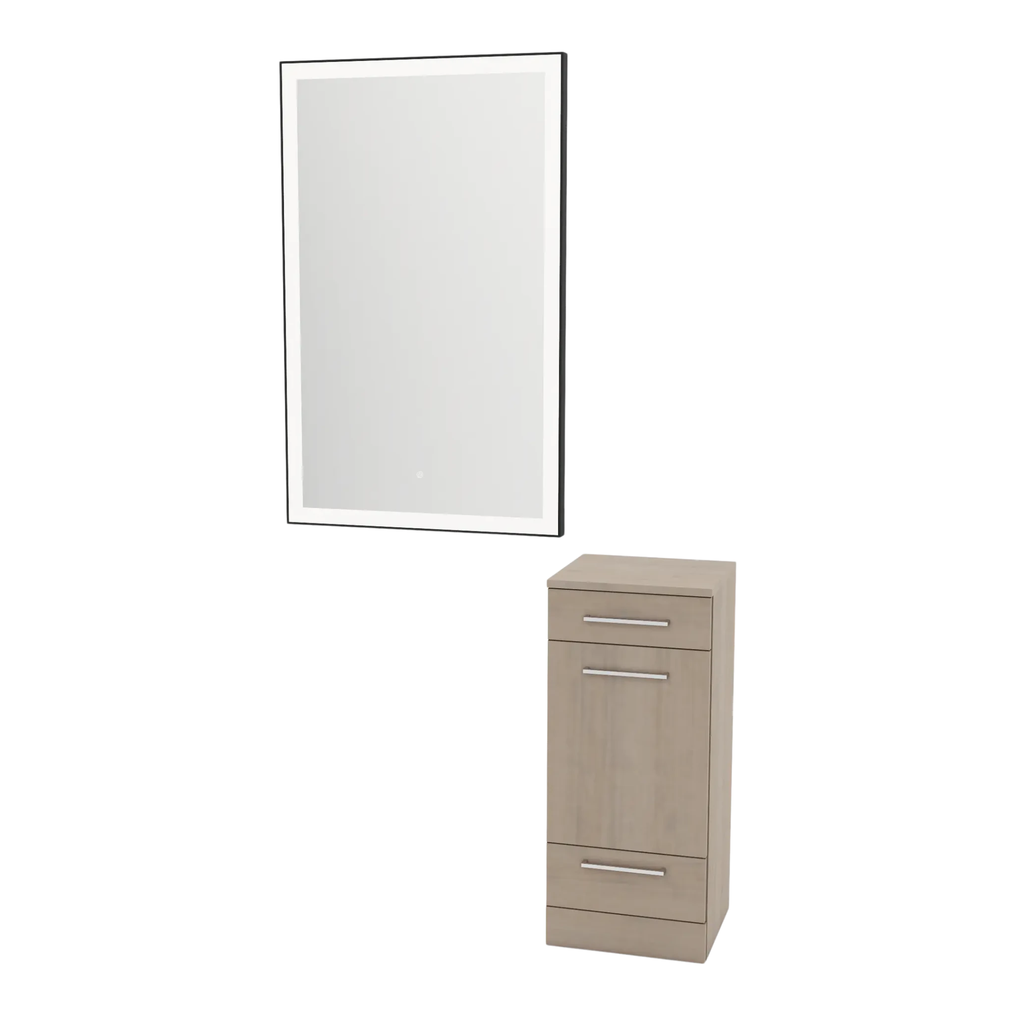 Rococo Mobile Styling Station with Tilt-out Appliance Holder and Silver Rectangle Glo Mirror - Kaemark