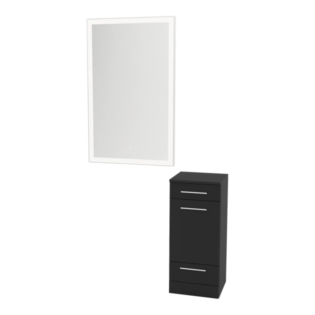 Rococo Mobile Styling Station with Tilt-out Appliance Holder and Silver Rectangle Glo Mirror - Kaemark