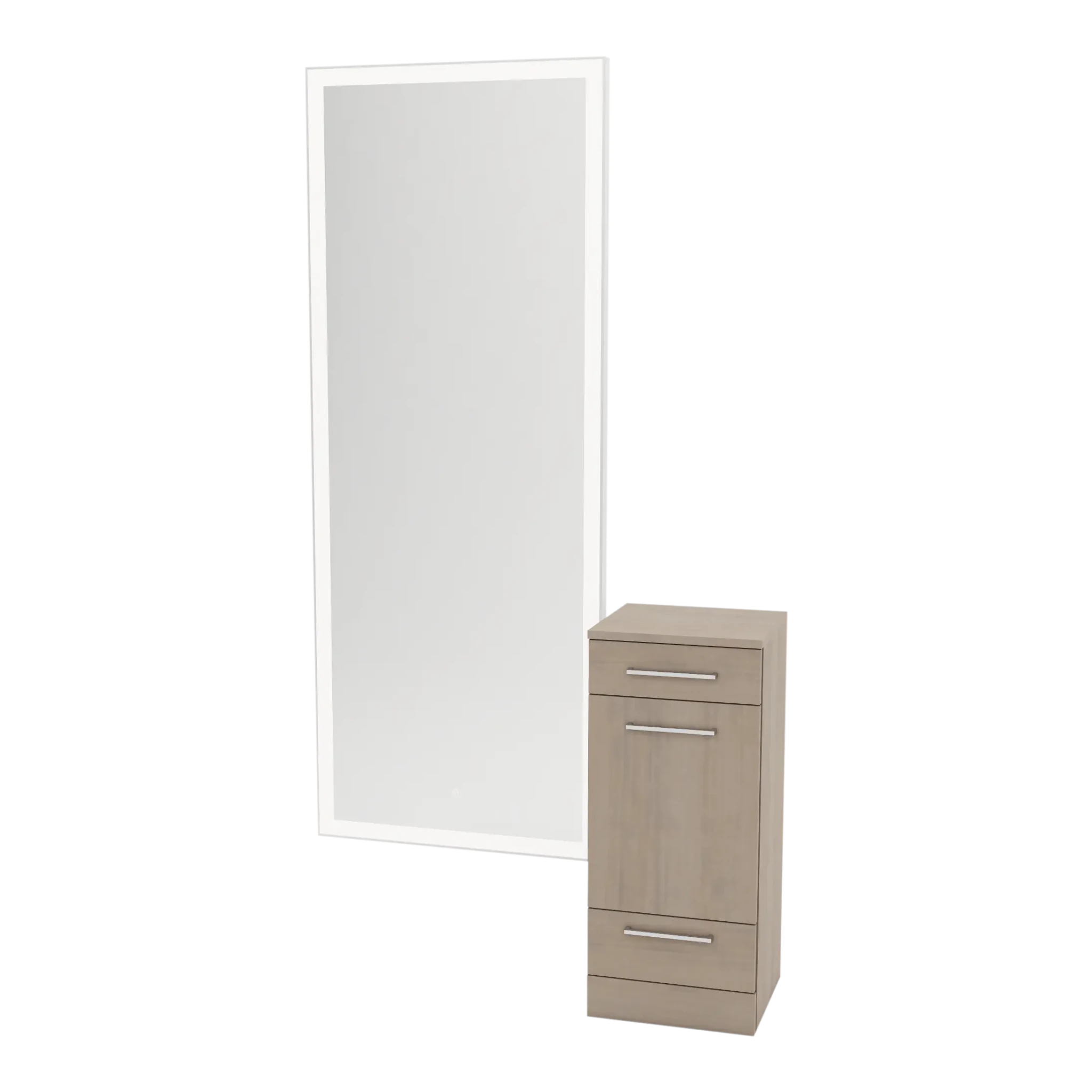 Rococo Mobile Styling Station with Tilt-out Appliance Holder and Silver Full-Length Rectangle Glo Mirror - Kaemark