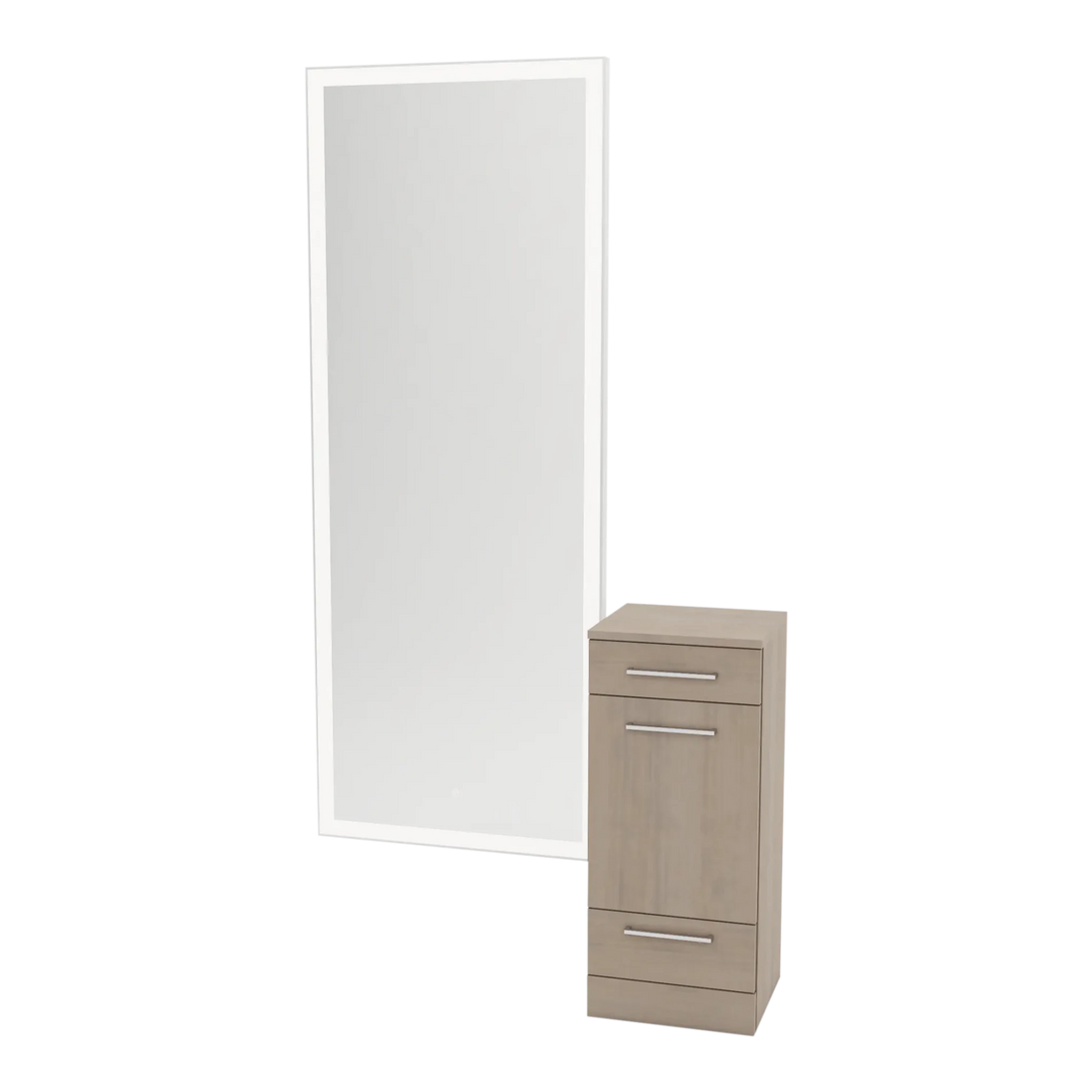 Rococo Mobile Styling Station with Tilt-out Appliance Holder and Silver Full-Length Rectangle Glo Mirror - Kaemark