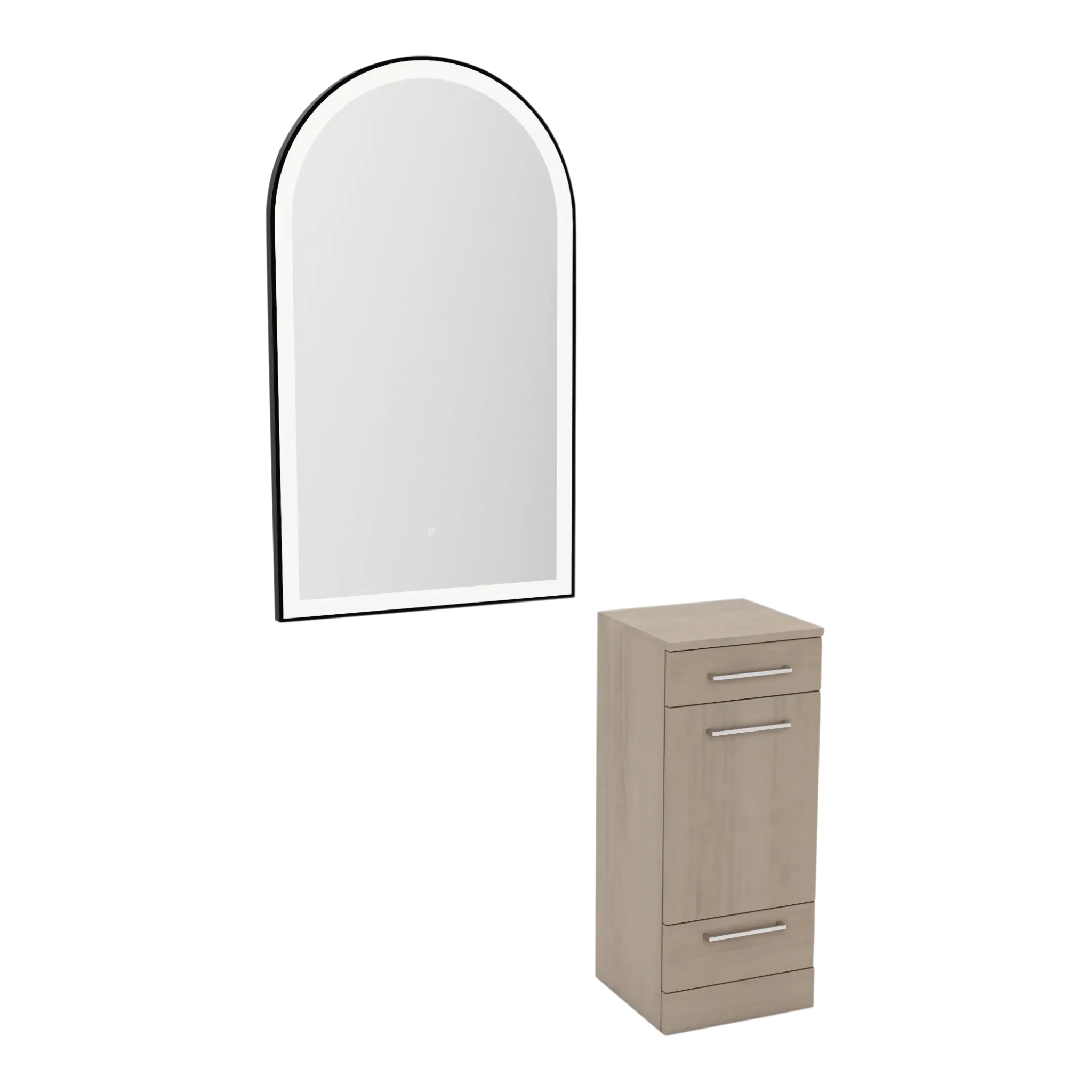 Rococo Mobile Styling Station with Tilt-out Appliance Holder and Black Arch Paloma Mirror - Kaemark