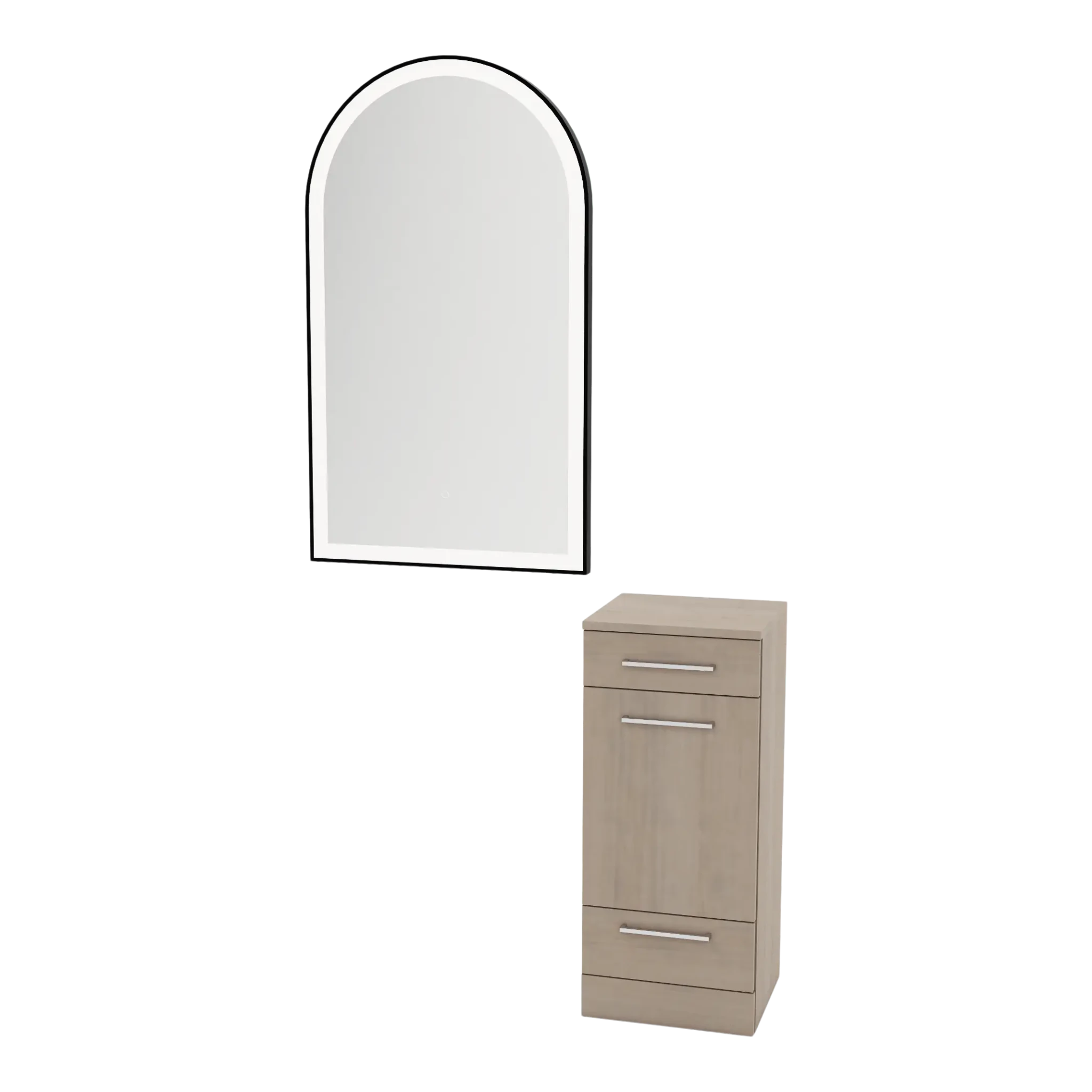 Rococo Mobile Styling Station with Tilt-out Appliance Holder and Black Arch Paloma Mirror - Kaemark