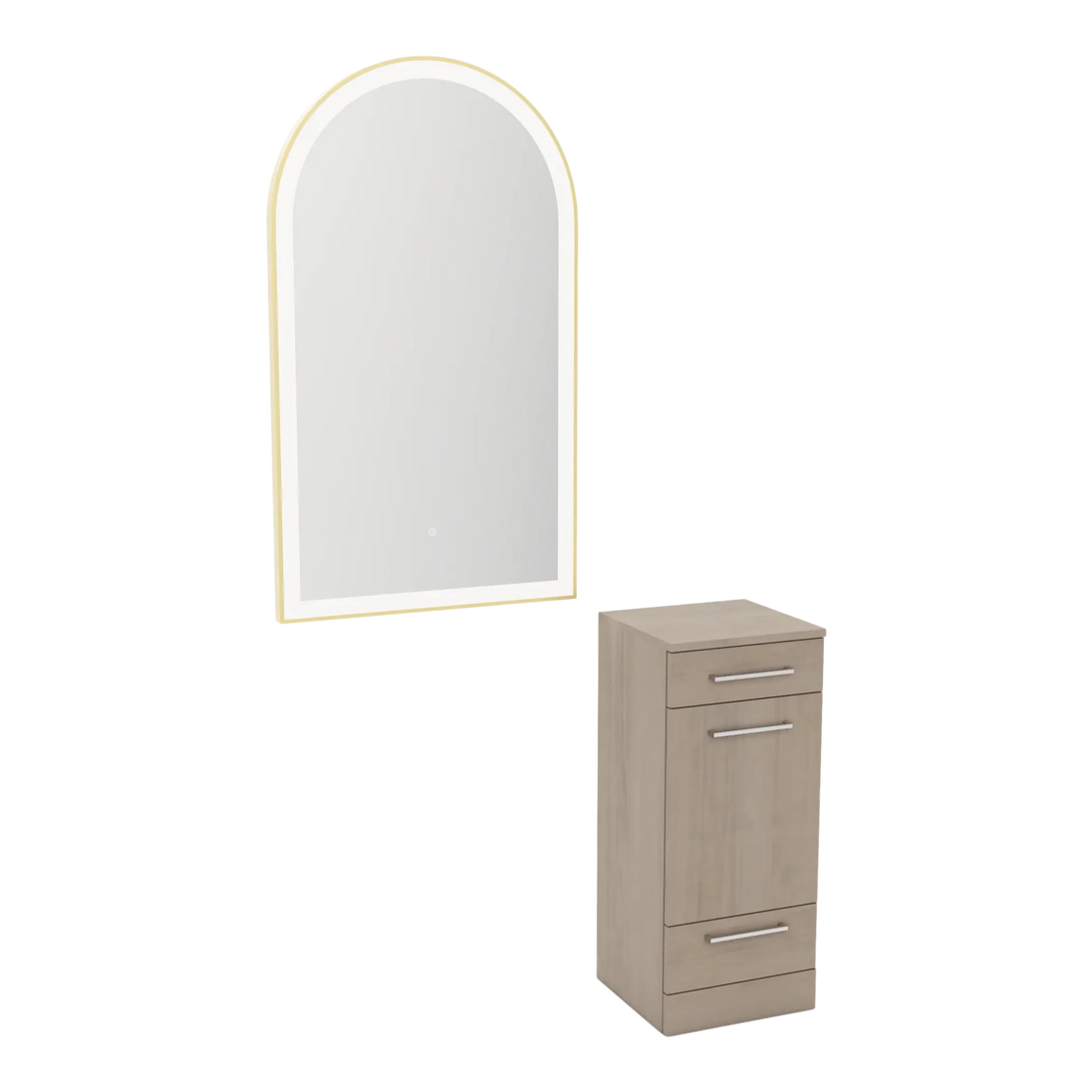 Rococo Mobile Styling Station with Tilt-out Appliance Holder and Gold Arch Paloma Mirror - Kaemark
