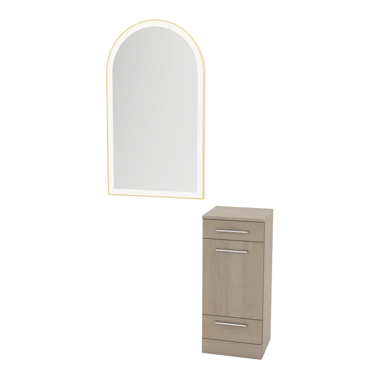 Rococo Mobile Styling Station with Tilt-out Appliance Holder and Gold Arch Paloma Mirror - Kaemark