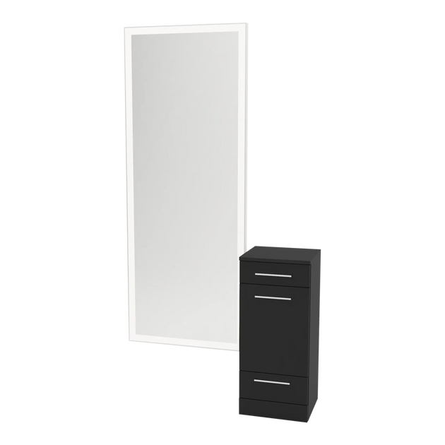 Rococo Mobile Styling Station with Tilt-out Appliance Holder and Silver Full-Length Rectangle Glo Mirror - Kaemark