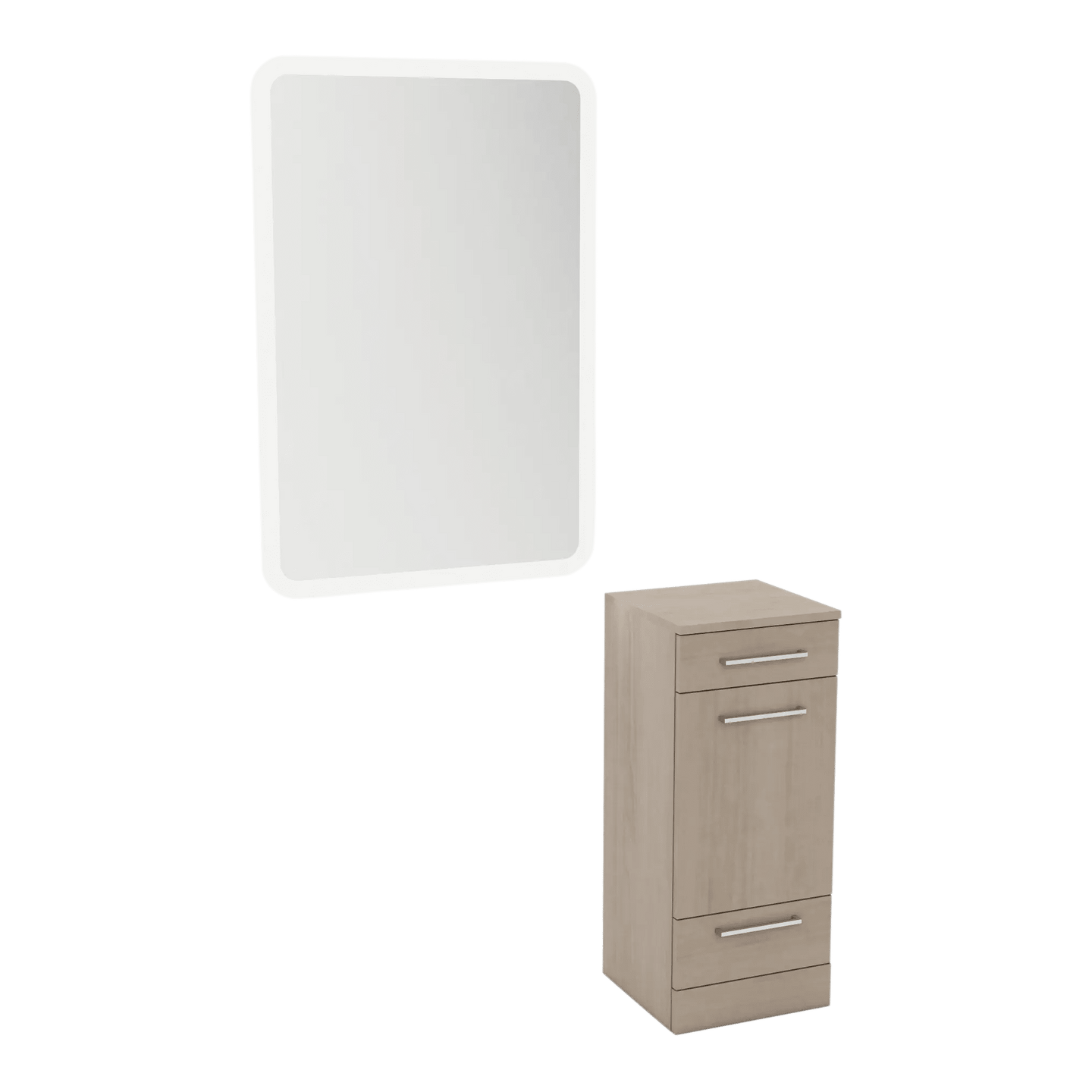 Rococo Mobile Styling Station with Tilt-out Appliance Holder and White Rectangle Illuminate Back Lit Mirror - Kaemark
