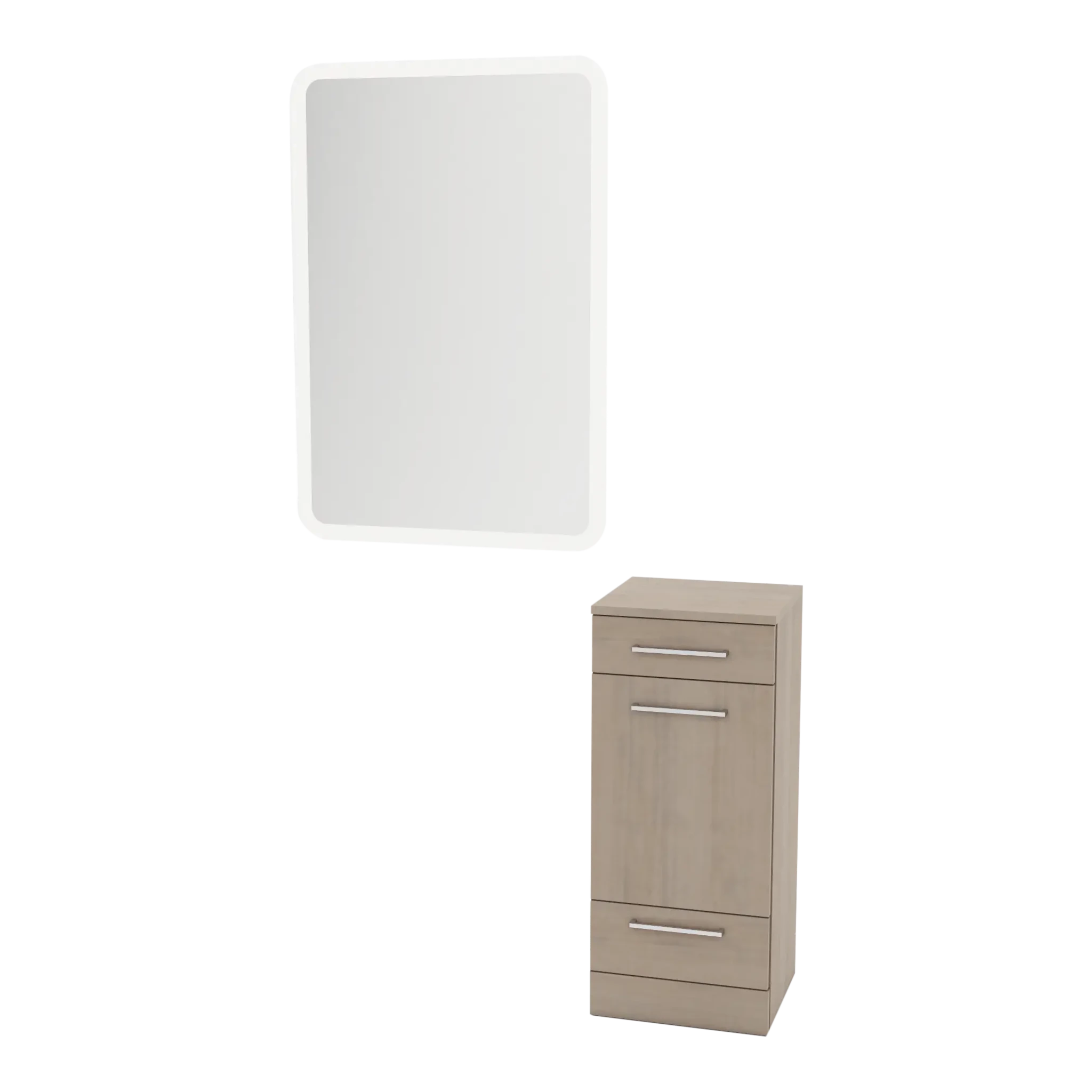 Rococo Mobile Styling Station with Tilt-out Appliance Holder and White Rectangle Illuminate Back Lit Mirror - Kaemark