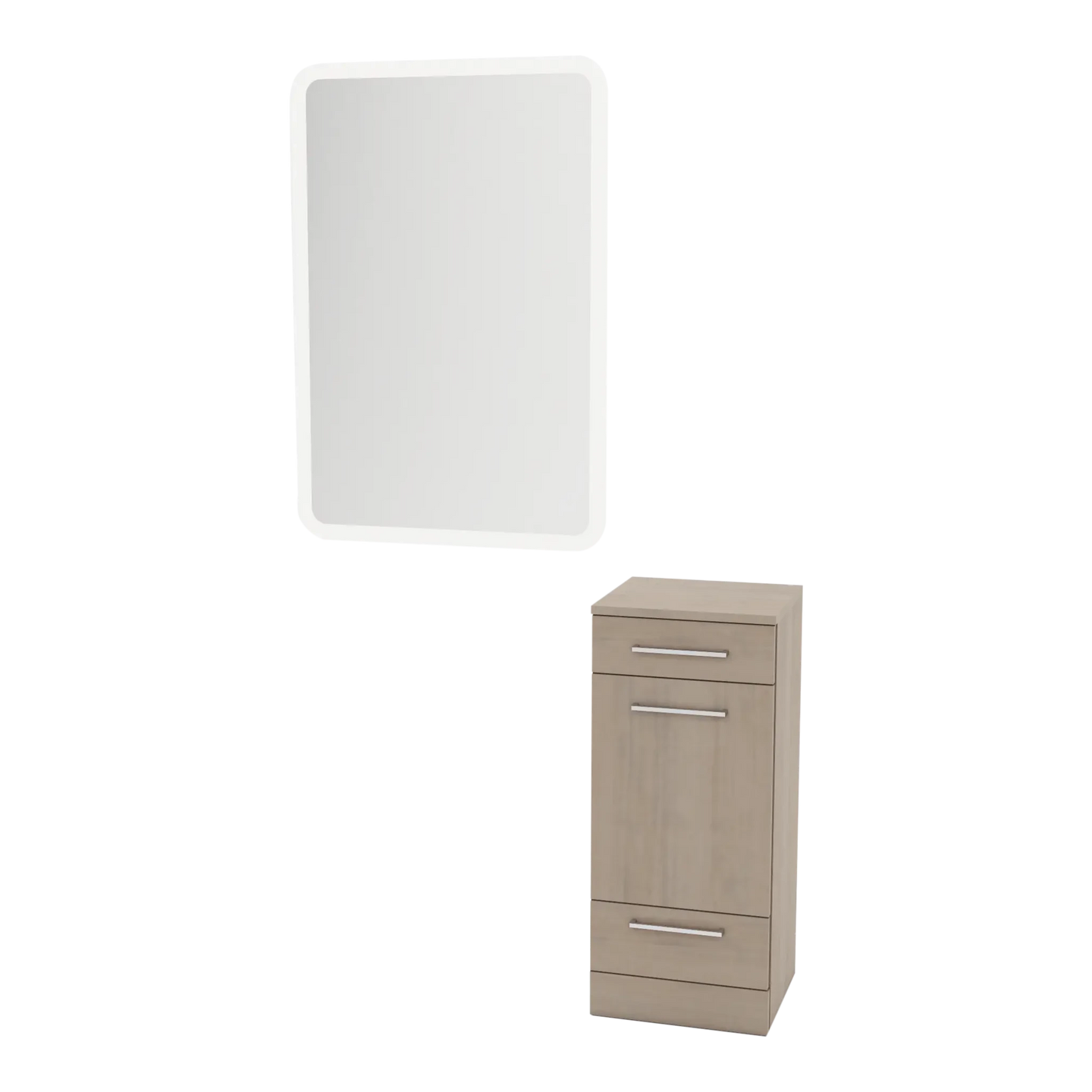 Rococo Mobile Styling Station with Tilt-out Appliance Holder and White Rectangle Illuminate Back Lit Mirror - Kaemark
