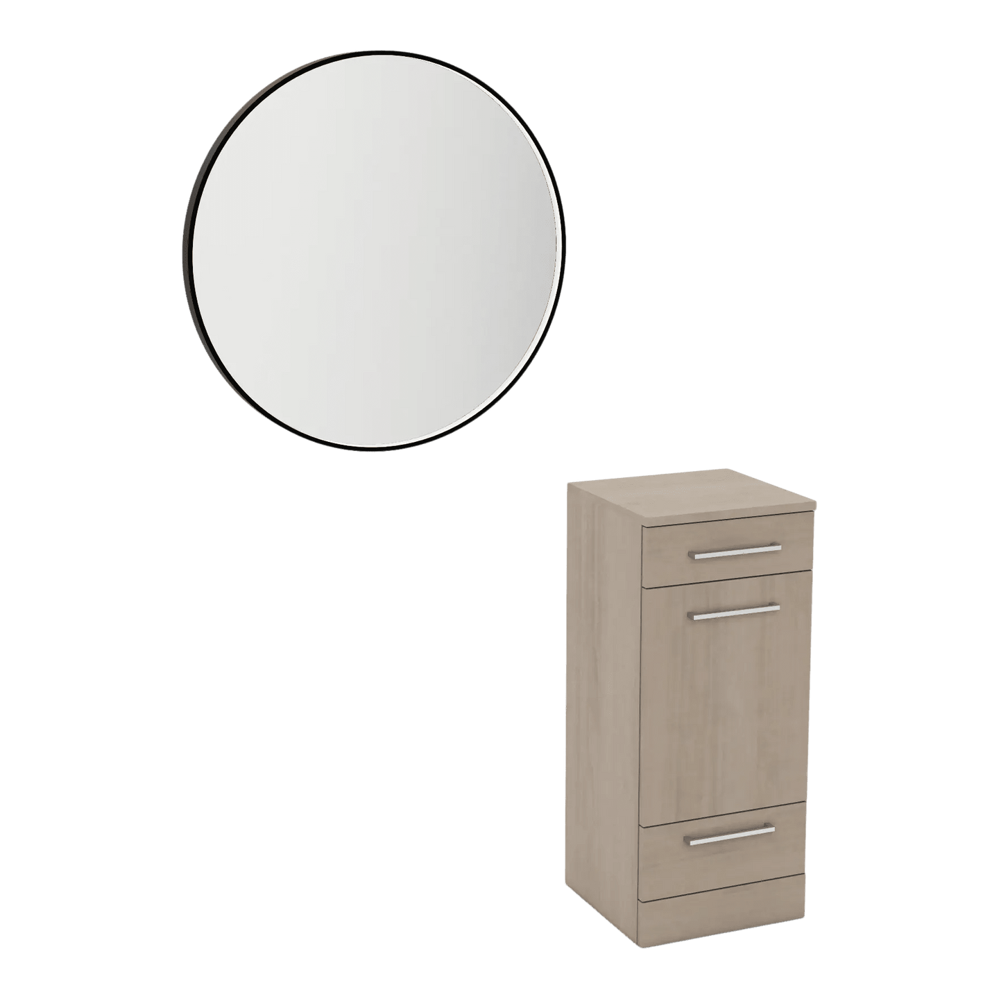 Rococo Mobile Styling Station with Tilt-out Appliance Holder and Black Round Westin Mirror - Kaemark