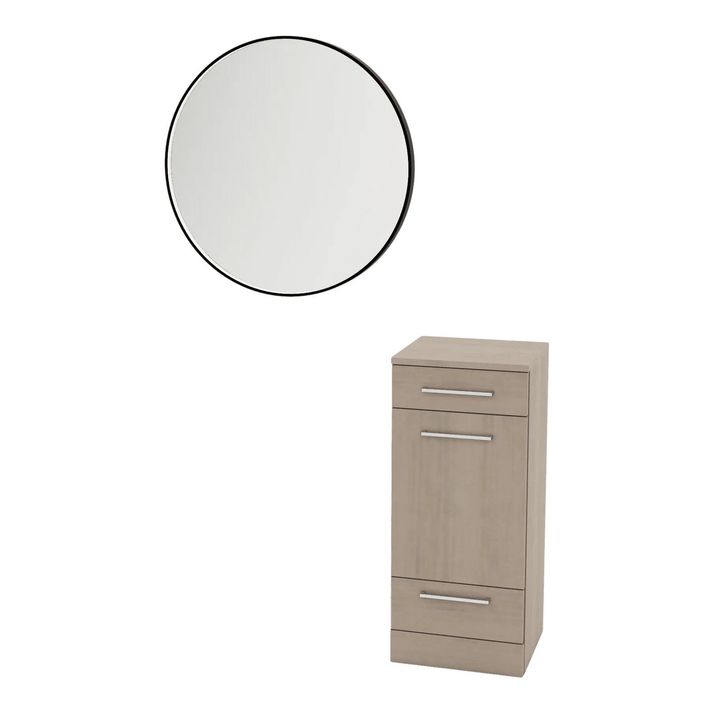Rococo Mobile Styling Station with Tilt-out Appliance Holder and Black Round Westin Mirror - Kaemark