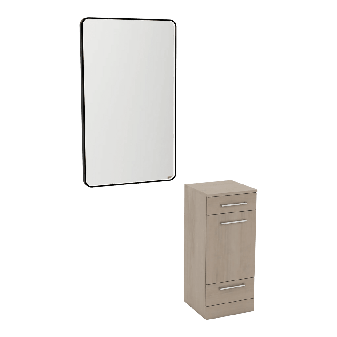 Rococo Mobile Styling Station with Tilt-out Appliance Holder and Black Rectangle Westin Mirror - Kaemark