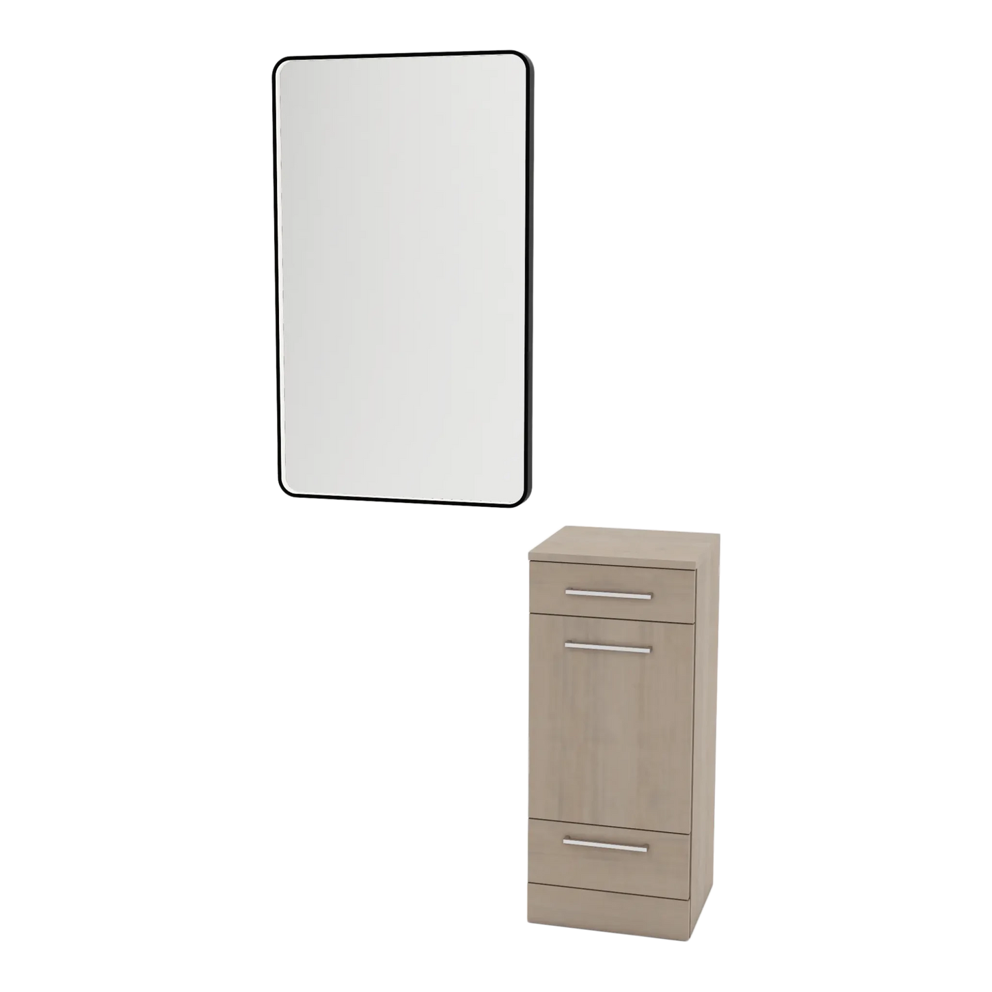 Rococo Mobile Styling Station with Tilt-out Appliance Holder and Black Rectangle Westin Mirror - Kaemark