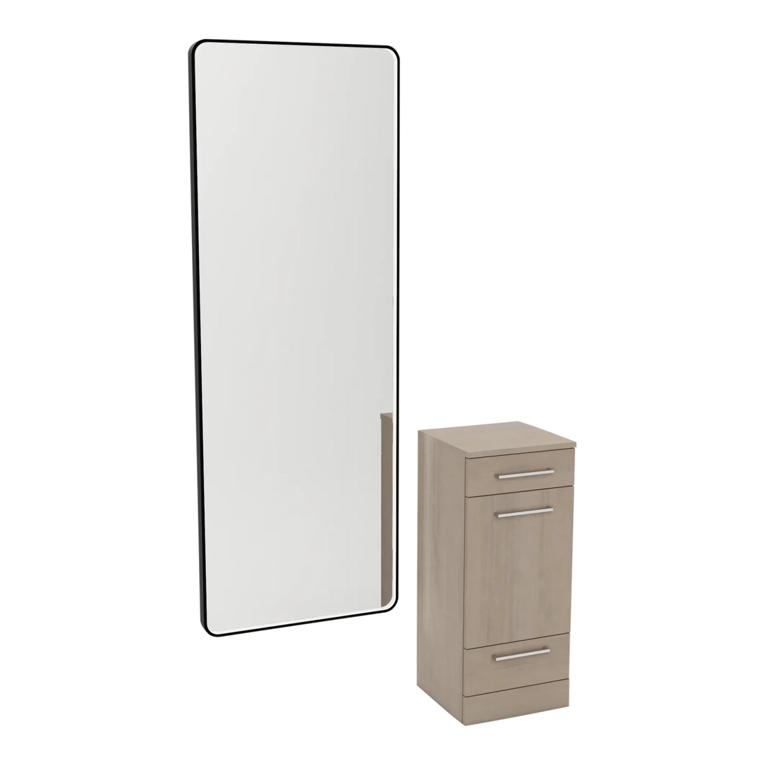 Rococo Mobile Styling Station with Tilt-out Appliance Holder and Black Full-Length Rectangle Westin Mirror - Kaemark