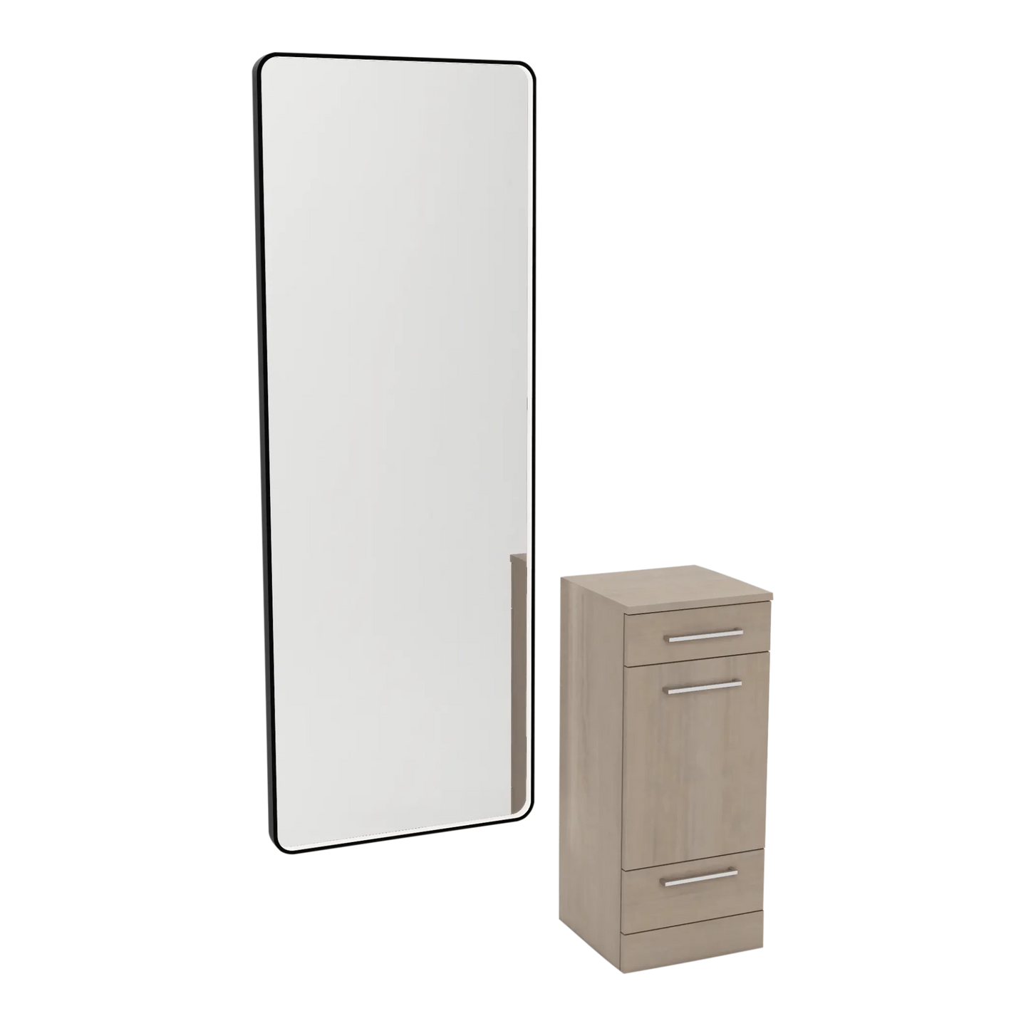 Rococo Mobile Styling Station with Tilt-out Appliance Holder and Black Full-Length Rectangle Westin Mirror - Kaemark