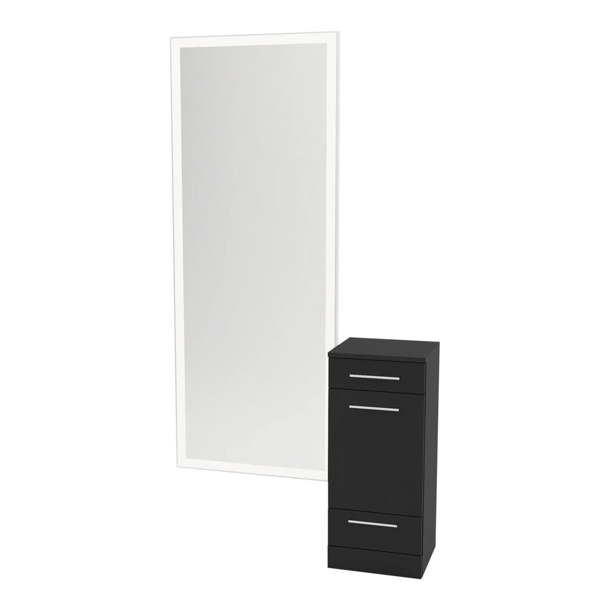 Rococo Mobile Styling Station with Tilt-out Appliance Holder and Silver Full-Length Rectangle Glo Mirror - Kaemark