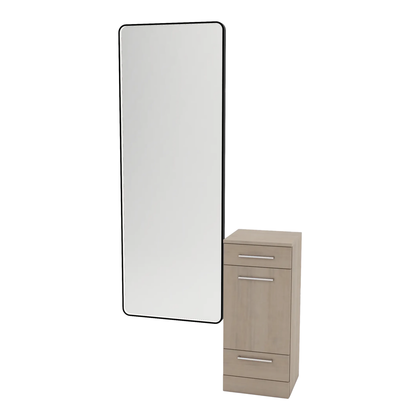 Rococo Mobile Styling Station with Tilt-out Appliance Holder and Black Full-Length Rectangle Westin Mirror - Kaemark
