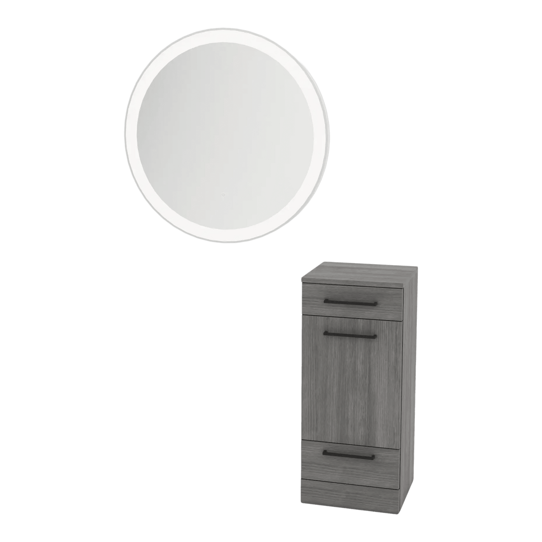 Rococo Mobile Styling Station with Tilt-out Appliance Holder and Silver Round Glo Mirror - Kaemark