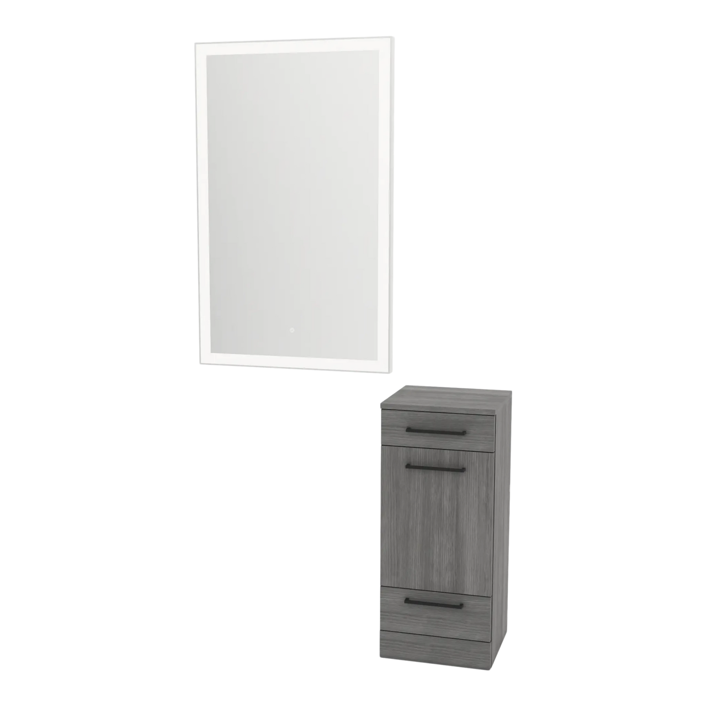 Rococo Mobile Styling Station with Tilt-out Appliance Holder and Silver Rectangle Glo Mirror - Kaemark