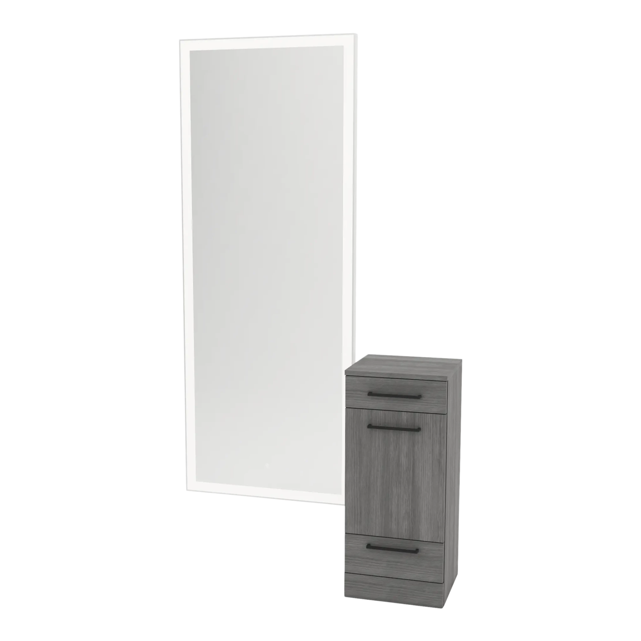 Rococo Mobile Styling Station with Tilt-out Appliance Holder and Silver Full-Length Rectangle Glo Mirror - Kaemark