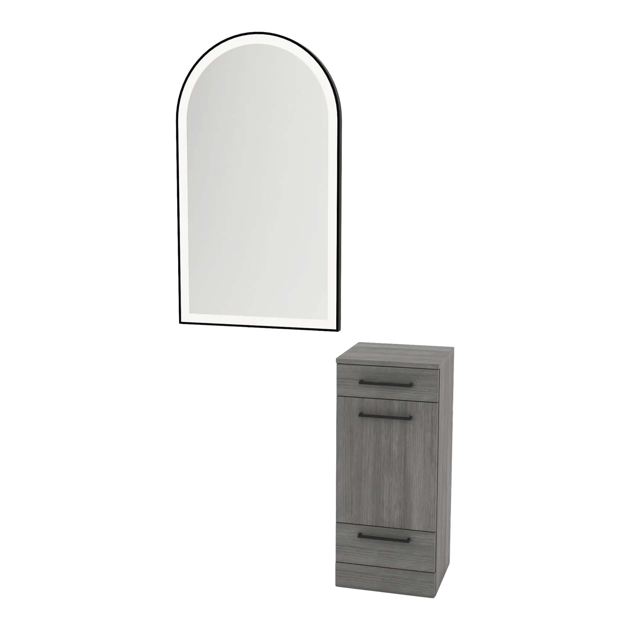 Rococo Mobile Styling Station with Tilt-out Appliance Holder and Black Arch Paloma Mirror - Kaemark
