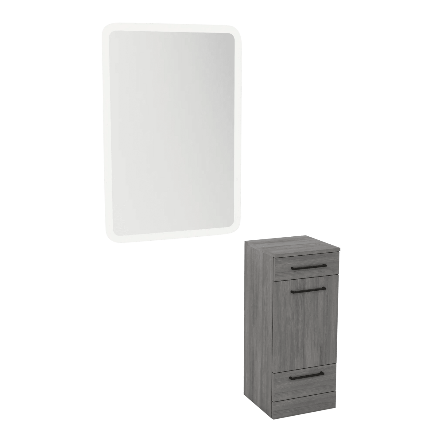 Rococo Mobile Styling Station with Tilt-out Appliance Holder and White Rectangle Illuminate Back Lit Mirror - Kaemark