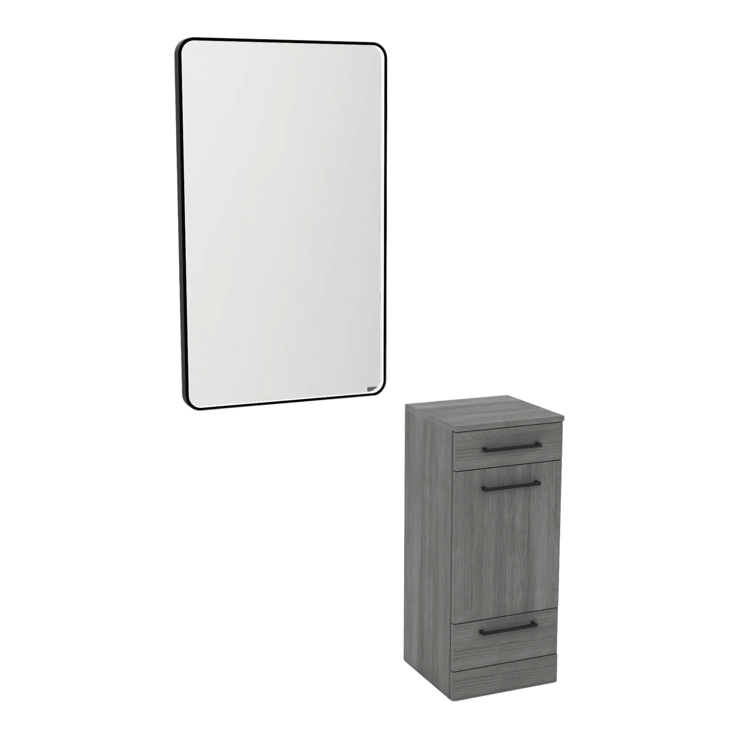 Rococo Mobile Styling Station with Tilt-out Appliance Holder and Black Rectangle Westin Mirror - Kaemark