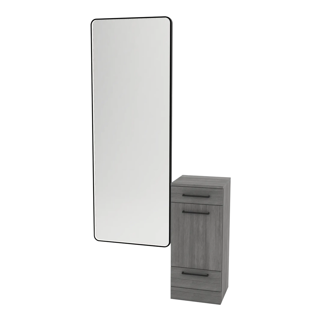 Rococo Mobile Styling Station with Tilt-out Appliance Holder and Black Full-Length Rectangle Westin Mirror - Kaemark