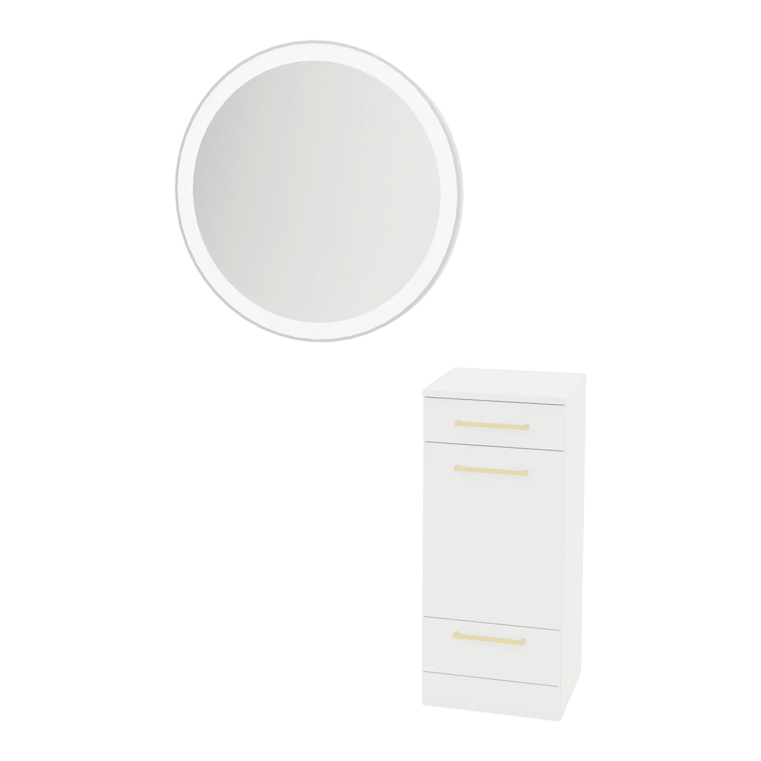 Rococo Mobile Styling Station with Tilt-out Appliance Holder and Silver Round Glo Mirror - Kaemark