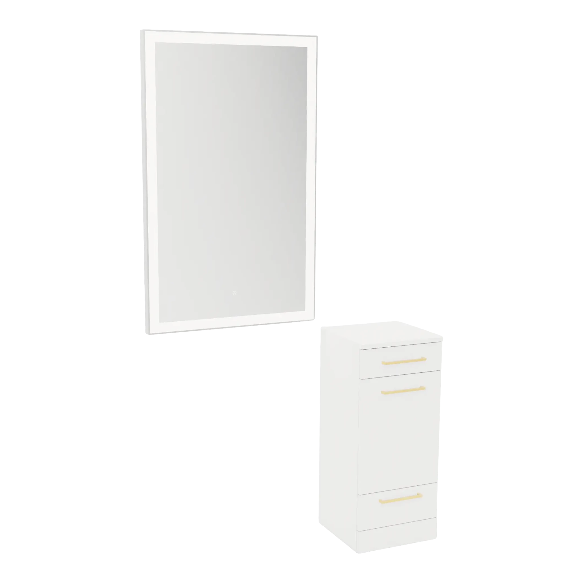 Rococo Mobile Styling Station with Tilt-out Appliance Holder and Silver Rectangle Glo Mirror - Kaemark