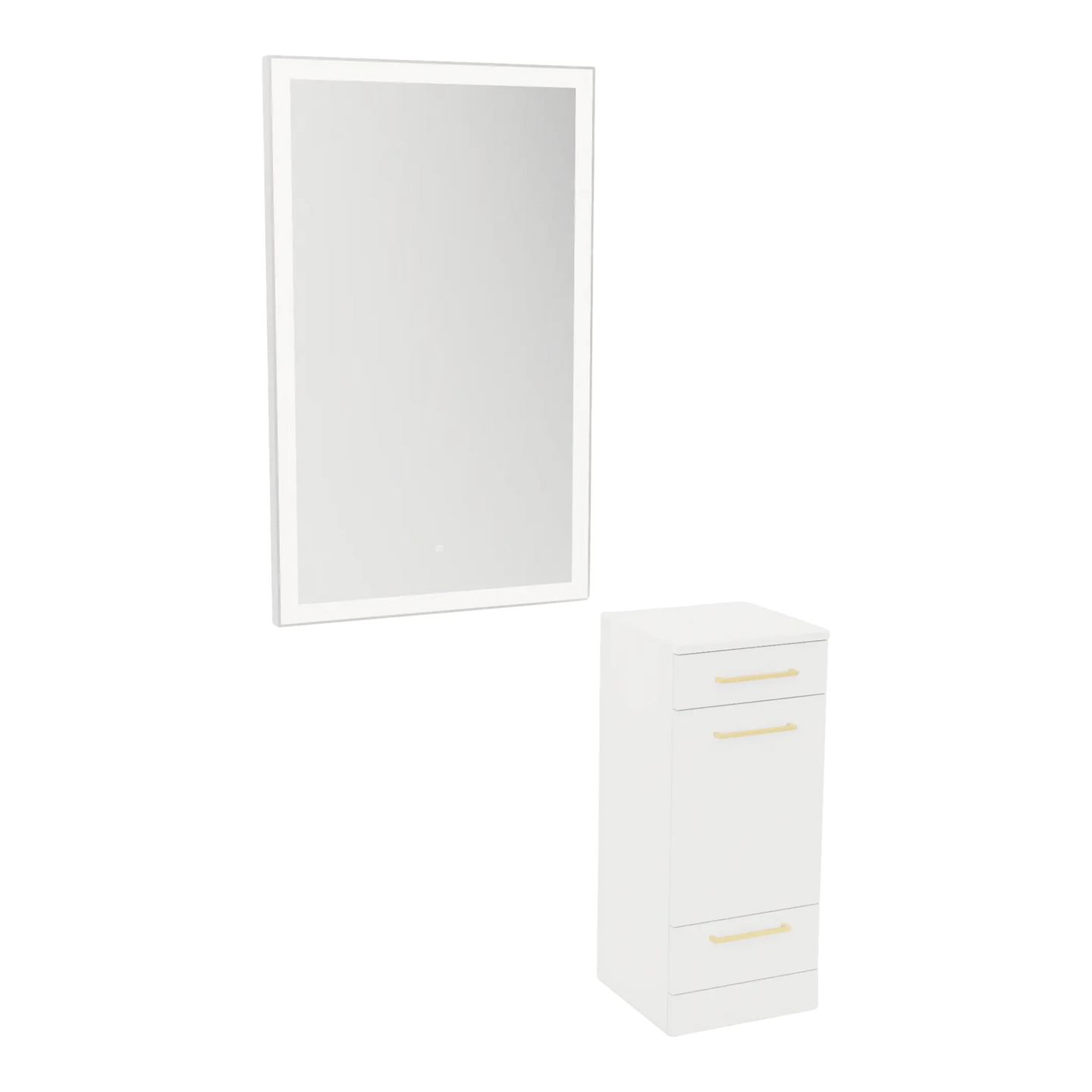 Rococo Mobile Styling Station with Tilt-out Appliance Holder and Silver Rectangle Glo Mirror - Kaemark