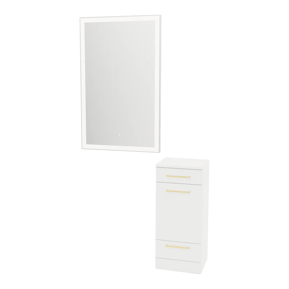 Rococo Mobile Styling Station with Tilt-out Appliance Holder and Silver Rectangle Glo Mirror - Kaemark
