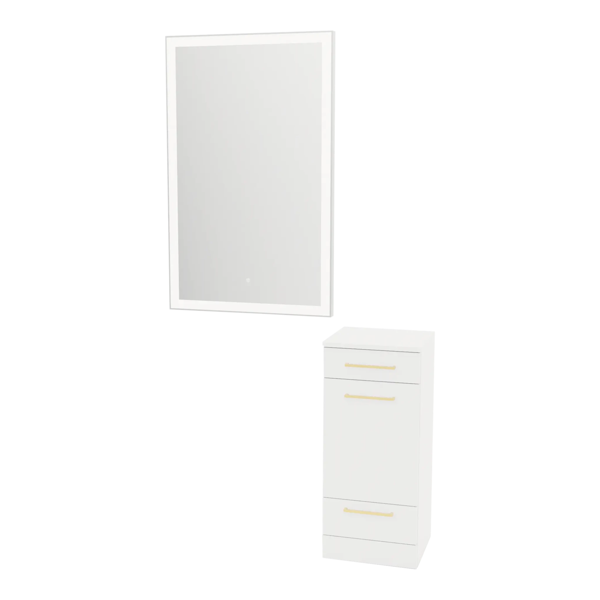Rococo Mobile Styling Station with Tilt-out Appliance Holder and Silver Rectangle Glo Mirror - Kaemark