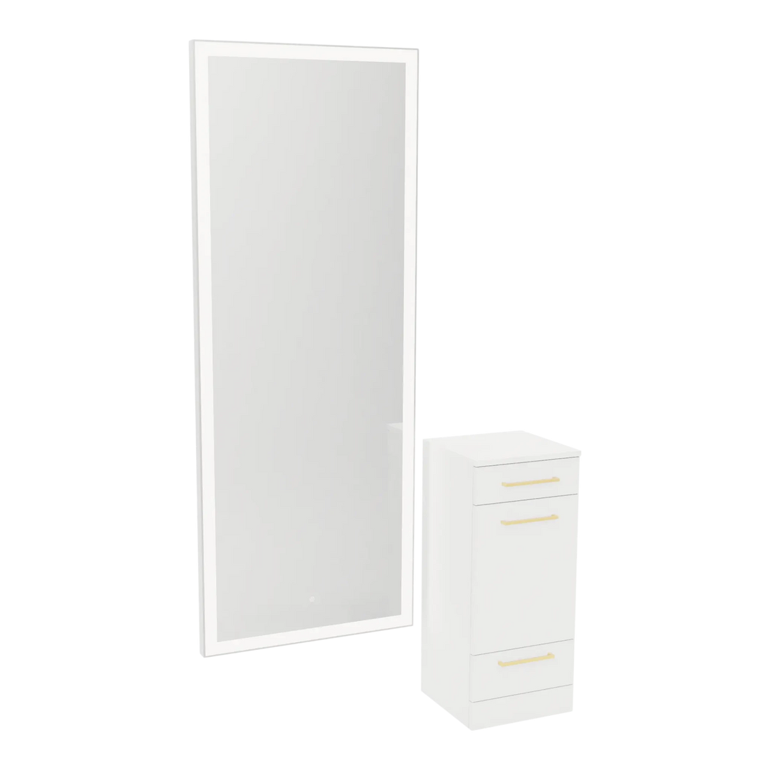 Rococo Mobile Styling Station with Tilt-out Appliance Holder and Silver Full-Length Rectangle Glo Mirror - Kaemark