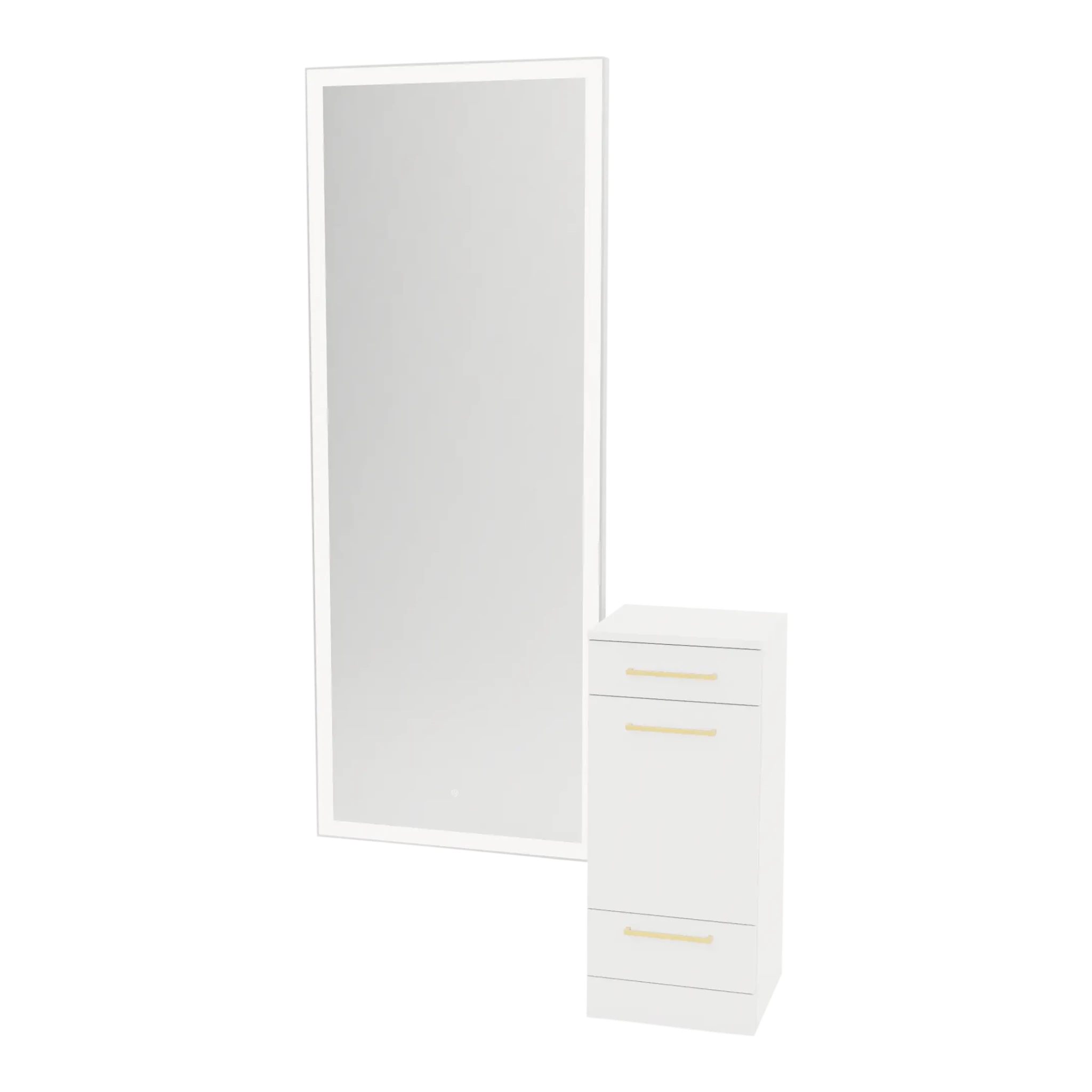 Rococo Mobile Styling Station with Tilt-out Appliance Holder and Silver Full-Length Rectangle Glo Mirror - Kaemark