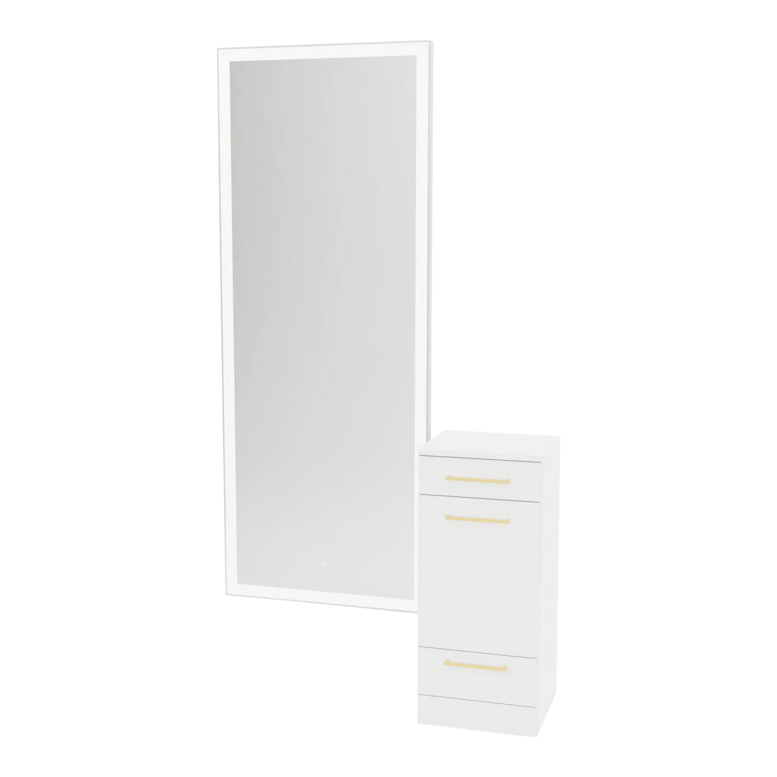 Rococo Mobile Styling Station with Tilt-out Appliance Holder and Silver Full-Length Rectangle Glo Mirror - Kaemark