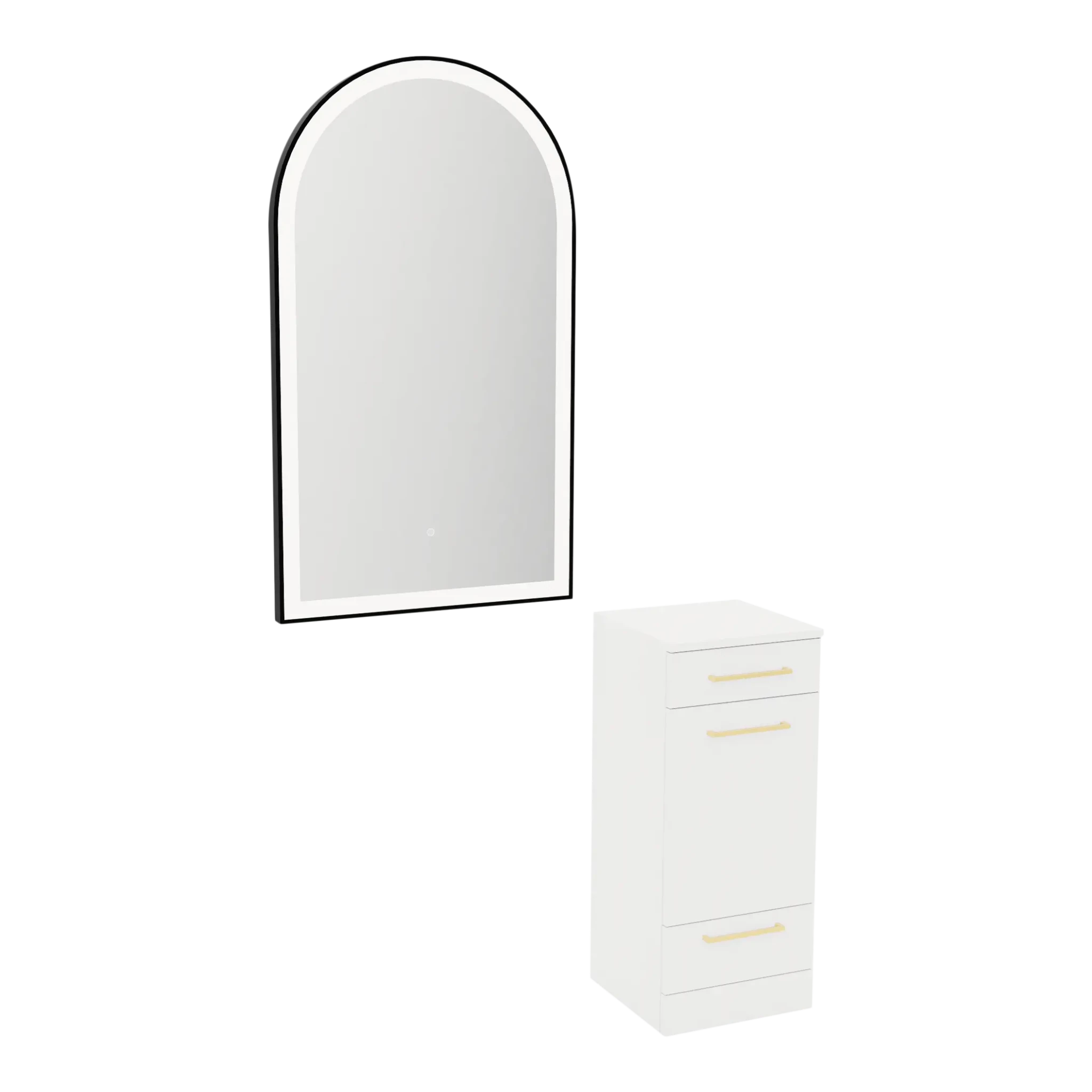 Rococo Mobile Styling Station with Tilt-out Appliance Holder and Black Arch Paloma Mirror - Kaemark
