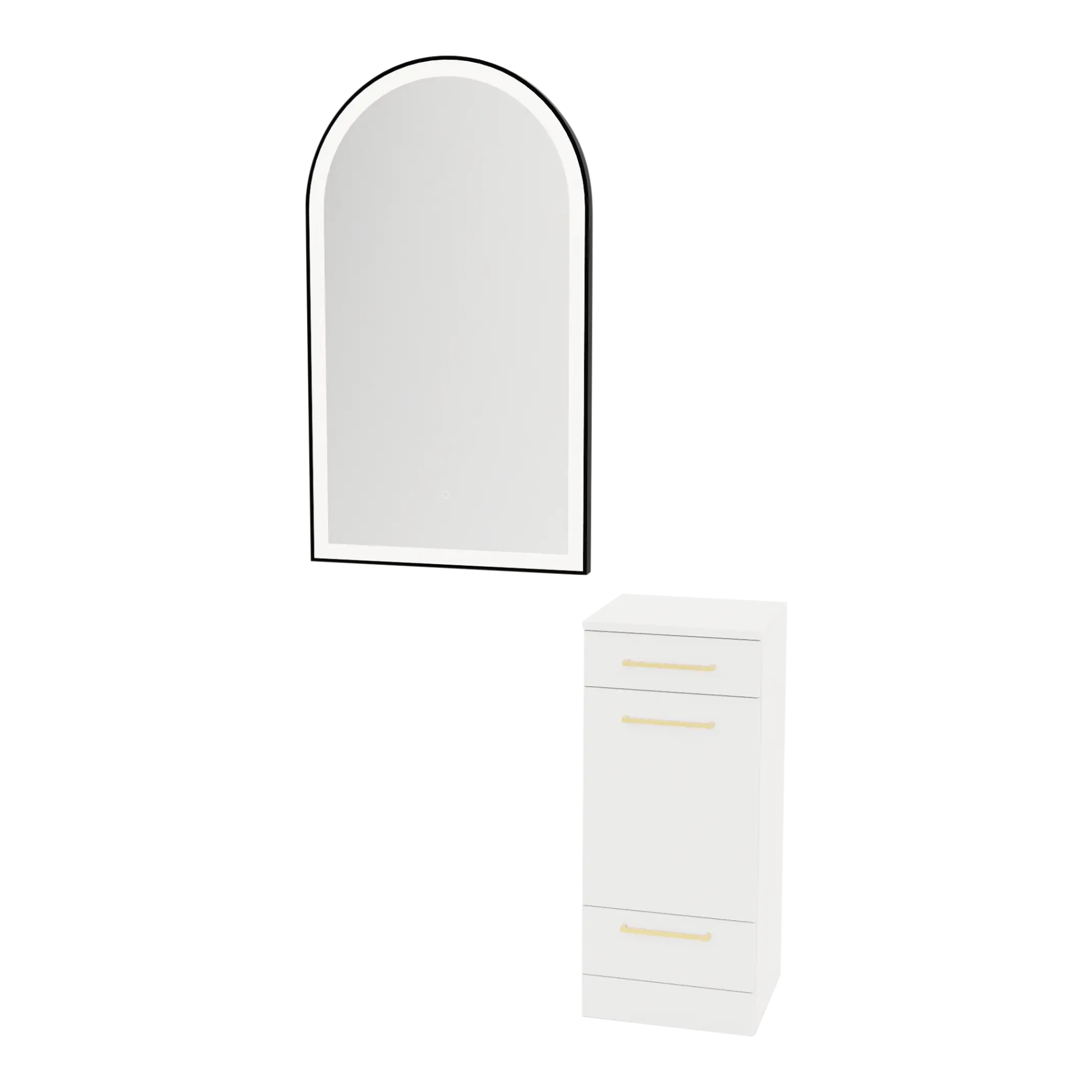 Rococo Mobile Styling Station with Tilt-out Appliance Holder and Black Arch Paloma Mirror - Kaemark