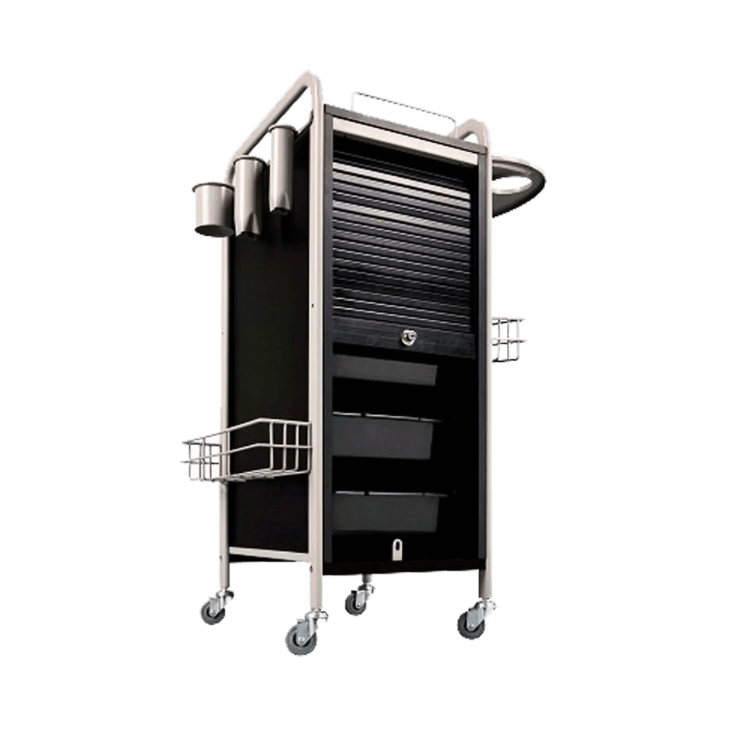 Stella Black Salon Trolley with Grey Metal - Kaemark