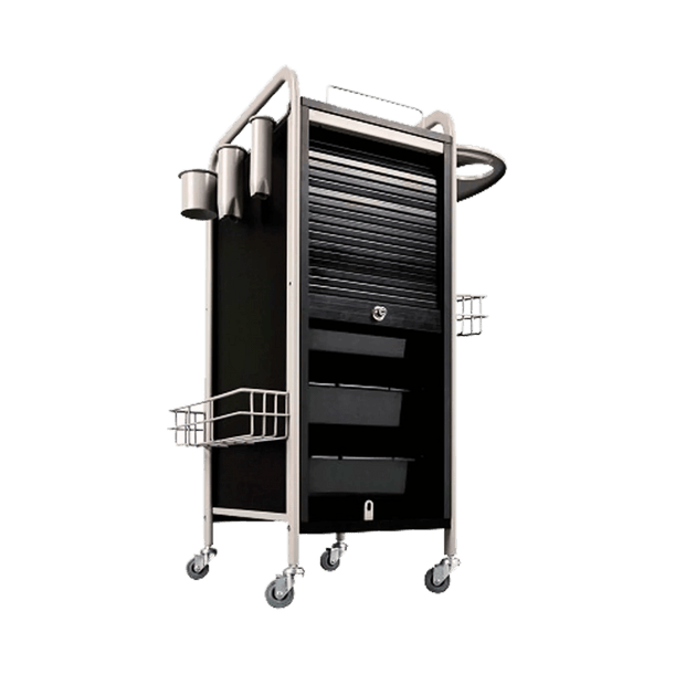 Stella Black Salon Trolley with Grey Metal - Kaemark