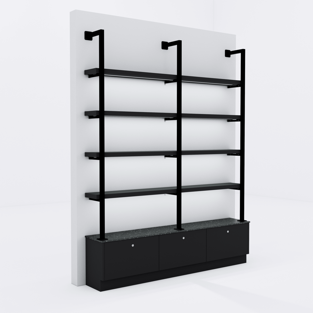 Westin 72" Wide Wall Mounted LED Retail Shelving - Kaemark