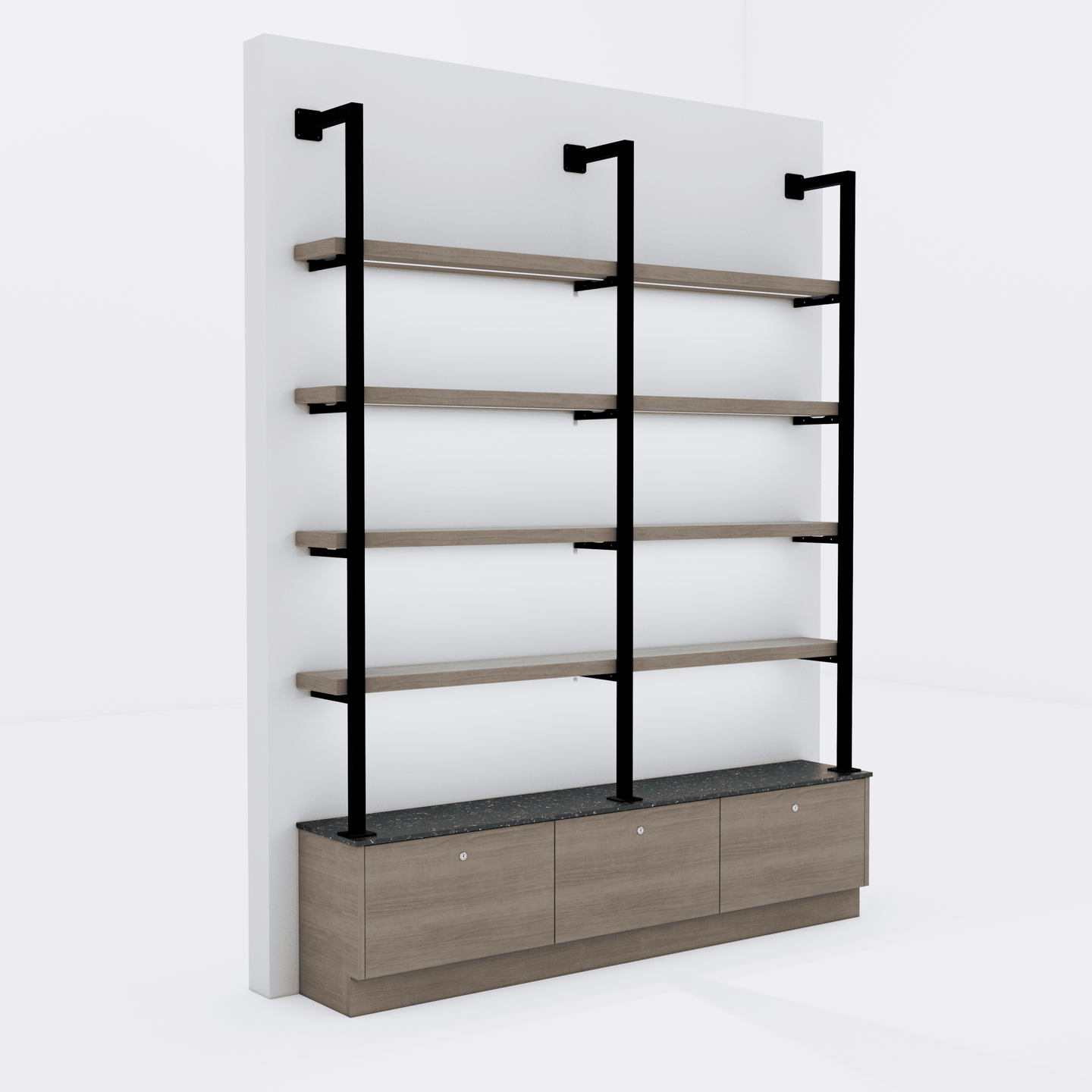 Westin 72" Wide Wall Mounted LED Retail Shelving - Kaemark