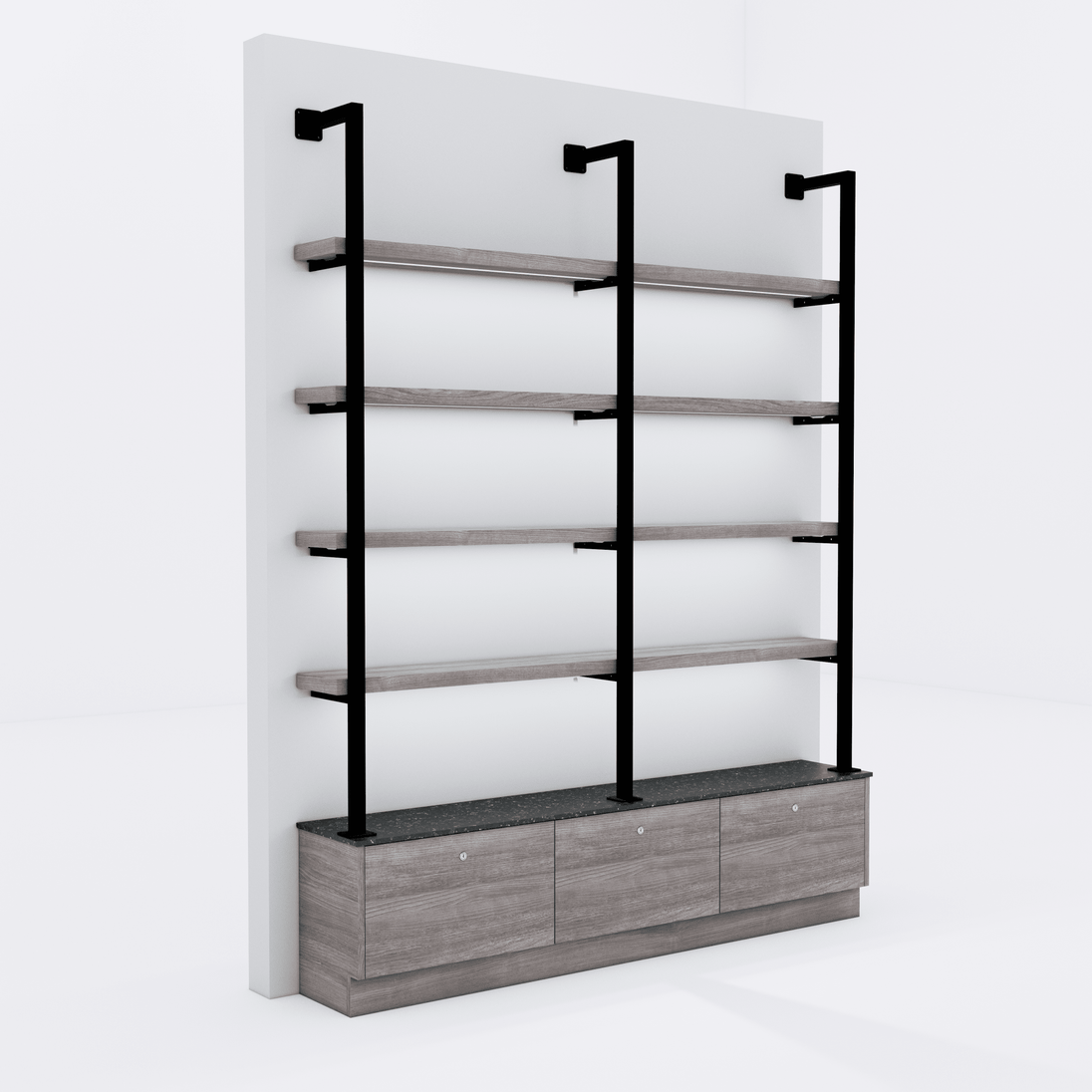 Westin 72" Wide Wall Mounted LED Retail Shelving - Kaemark
