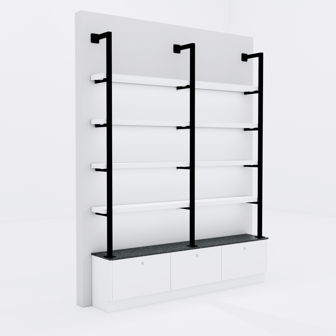 Westin 72" Wide Wall Mounted LED Retail Shelving - Kaemark