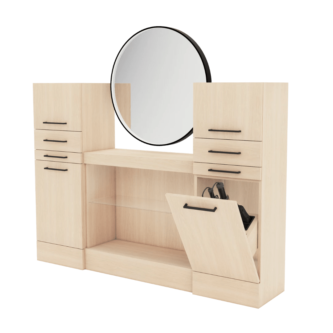 Westin Magnifico Wall-Mount Single Styling Station with Westin Round Mirror - Kaemark
