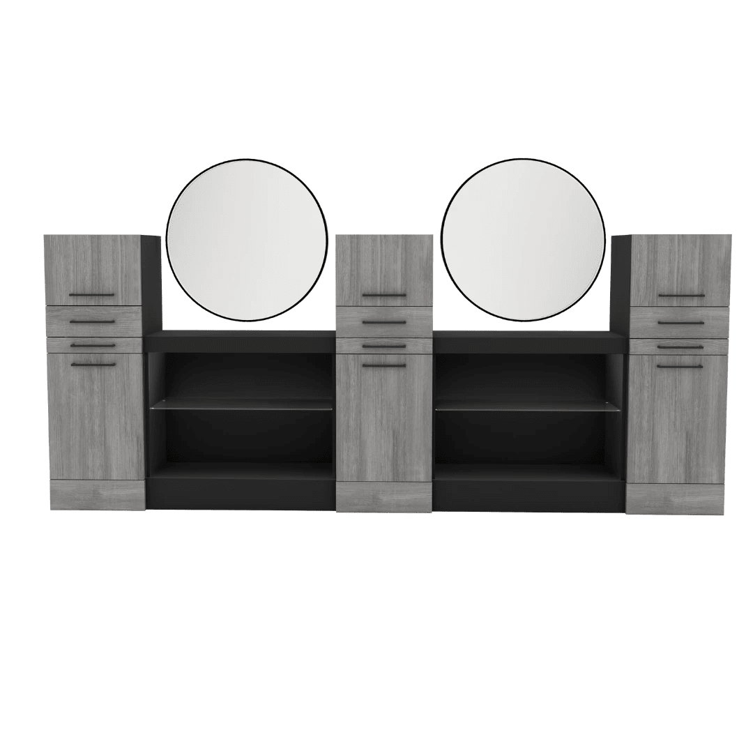 Westin Magnifico Wall-Mount Double Styling Station with Westin Round Mirror - Kaemark