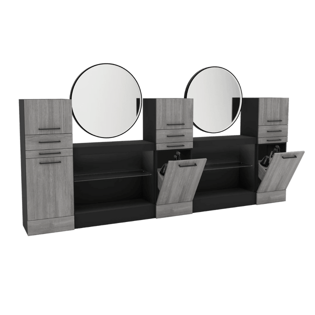 Westin Magnifico Wall-Mount Double Styling Station with Westin Round Mirror - Kaemark