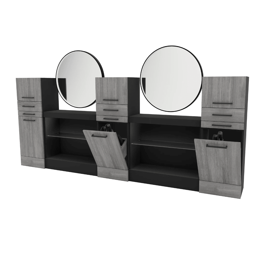Westin Magnifico Wall-Mount Double Styling Station with Westin Round Mirror - Kaemark